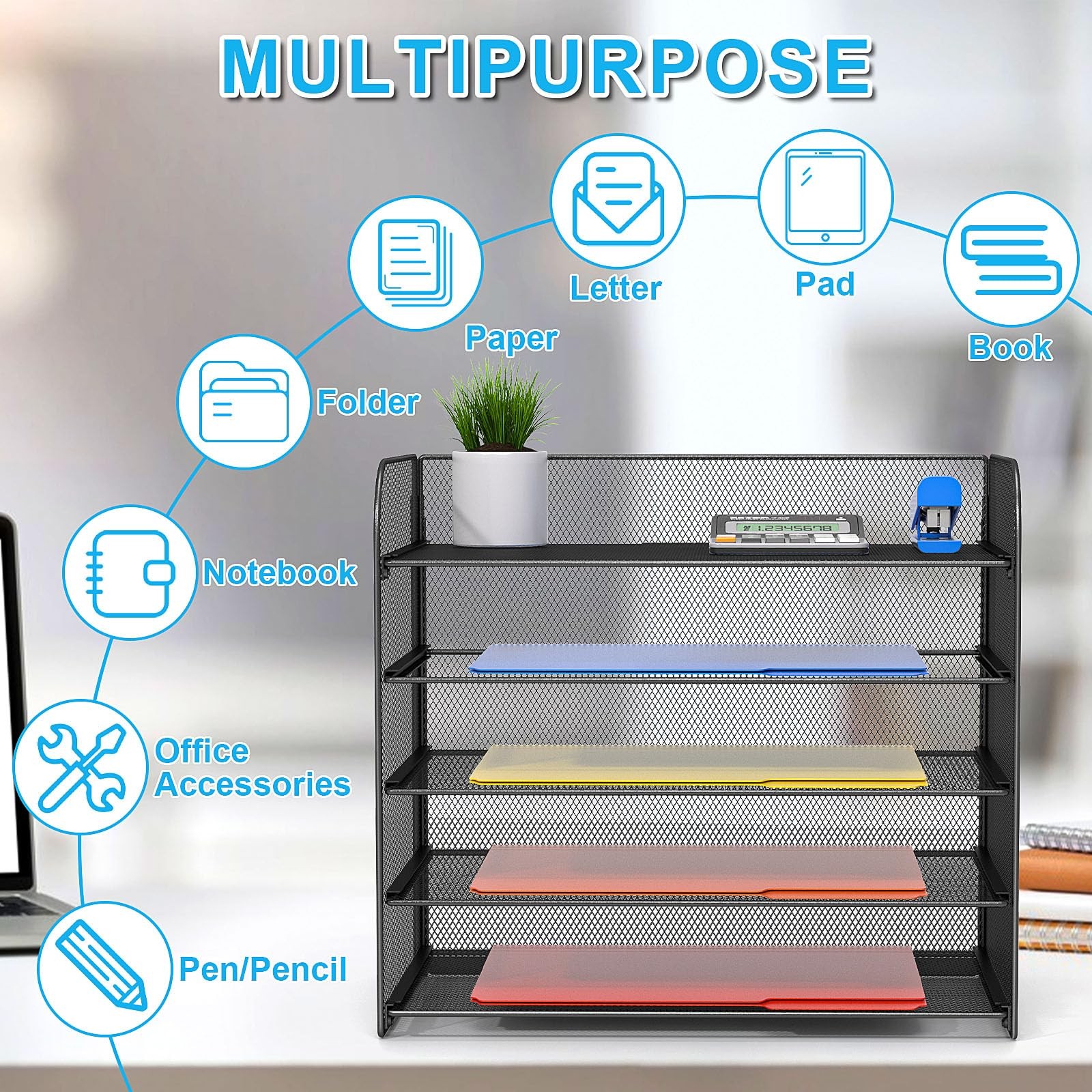 2 Pack Legal/A4/Letter Size Desk Paper Organizer Desktop File Organizer Docum…