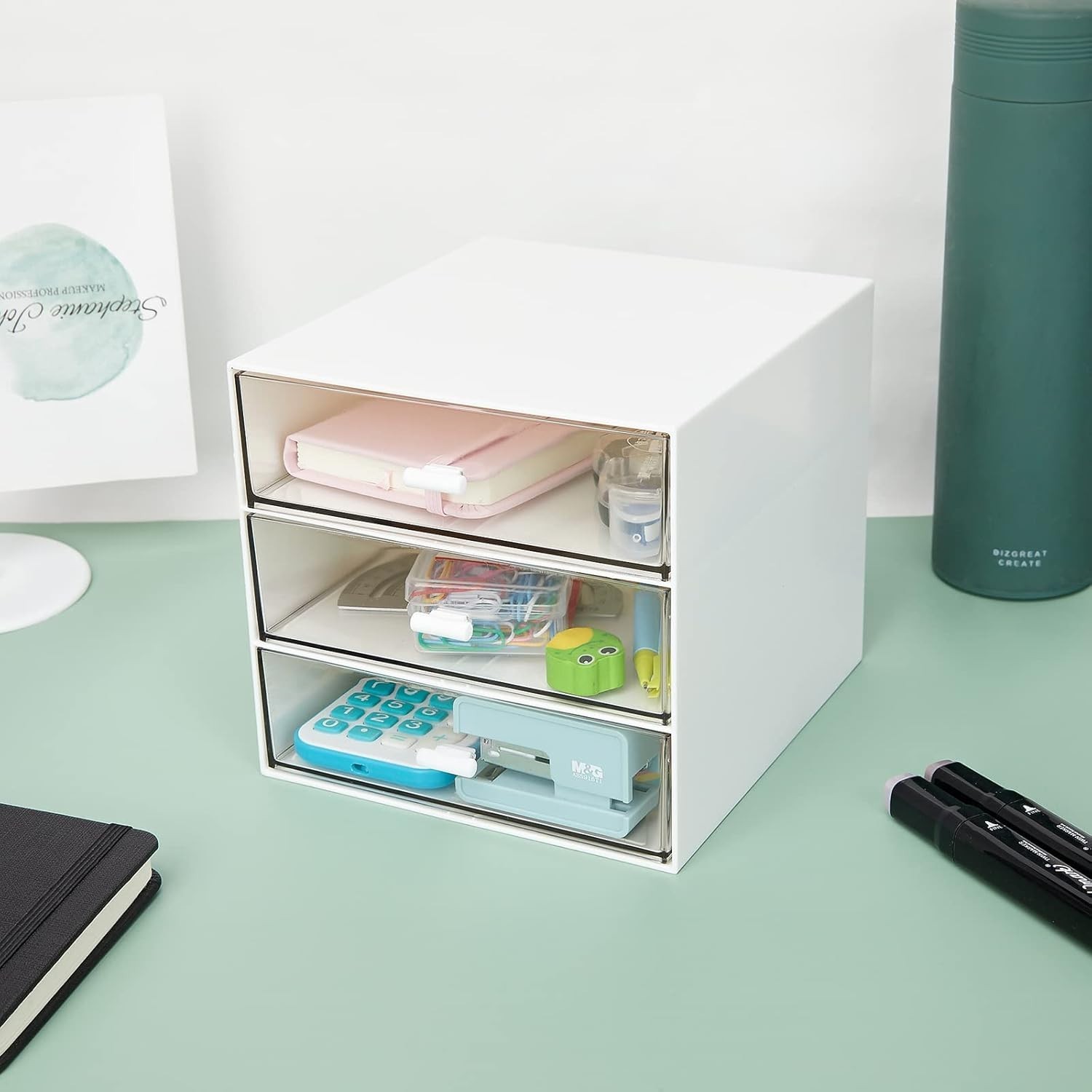 Compact Clear Plastic Desk Organizer with 3 Drawers – Tidy Your Workspace Today!