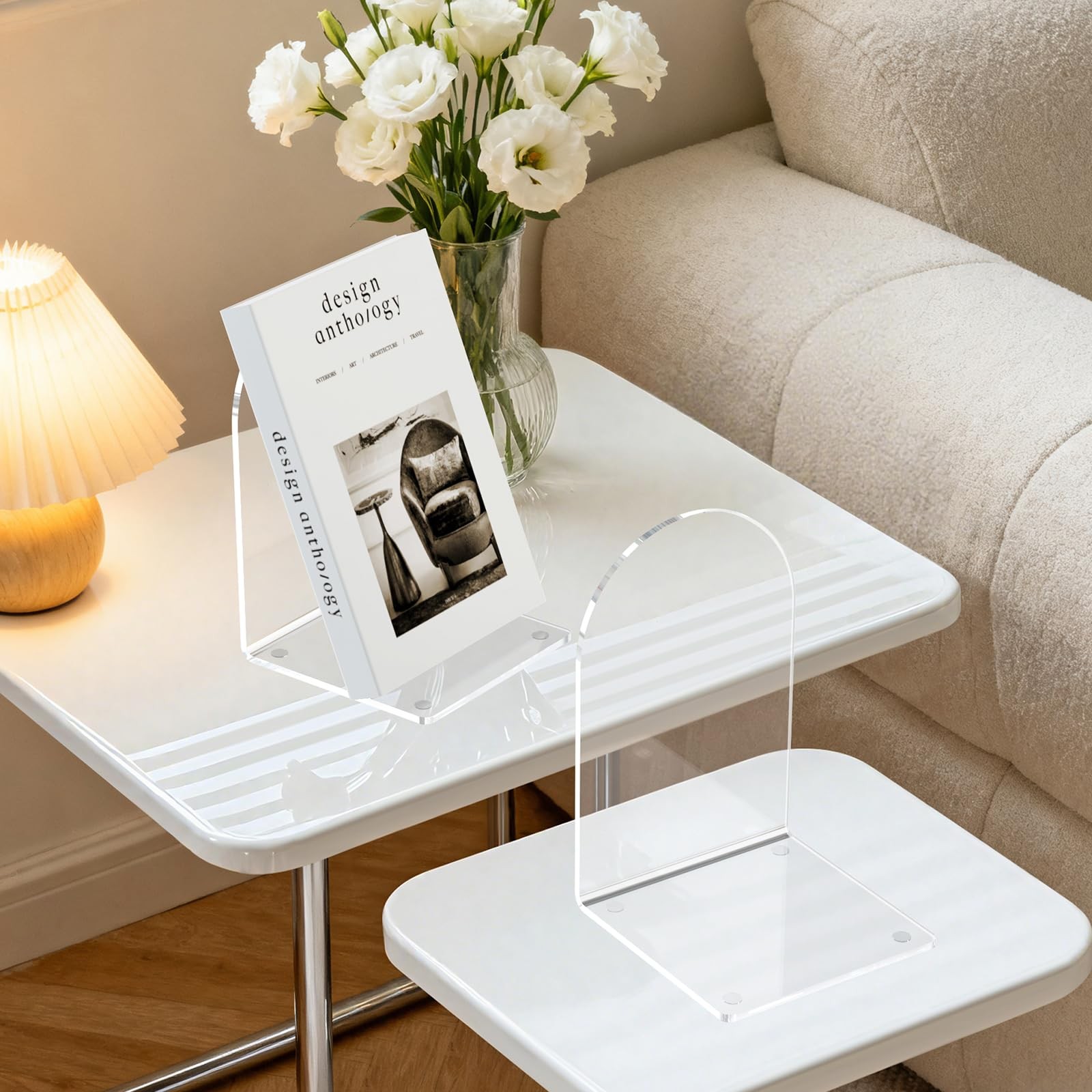 4 Pcs Acrylic Bookends, Clear Book Ends for Heavy Books, 4 Pack,