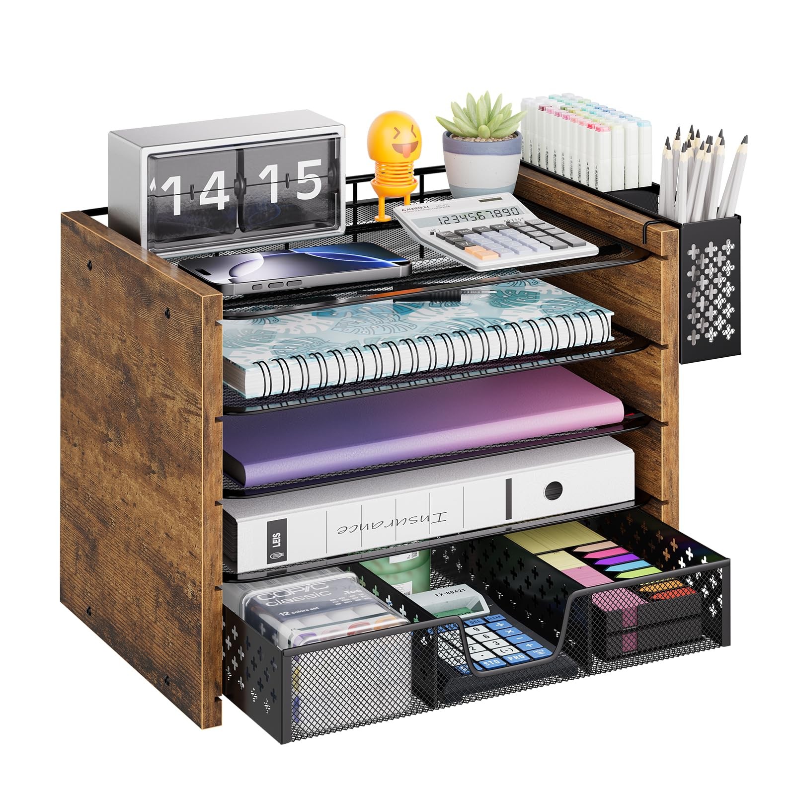 Simple Trending 5-Tier Paper Organizer Letter Tray, 9″ x 12.8″ x 9.8″, Black