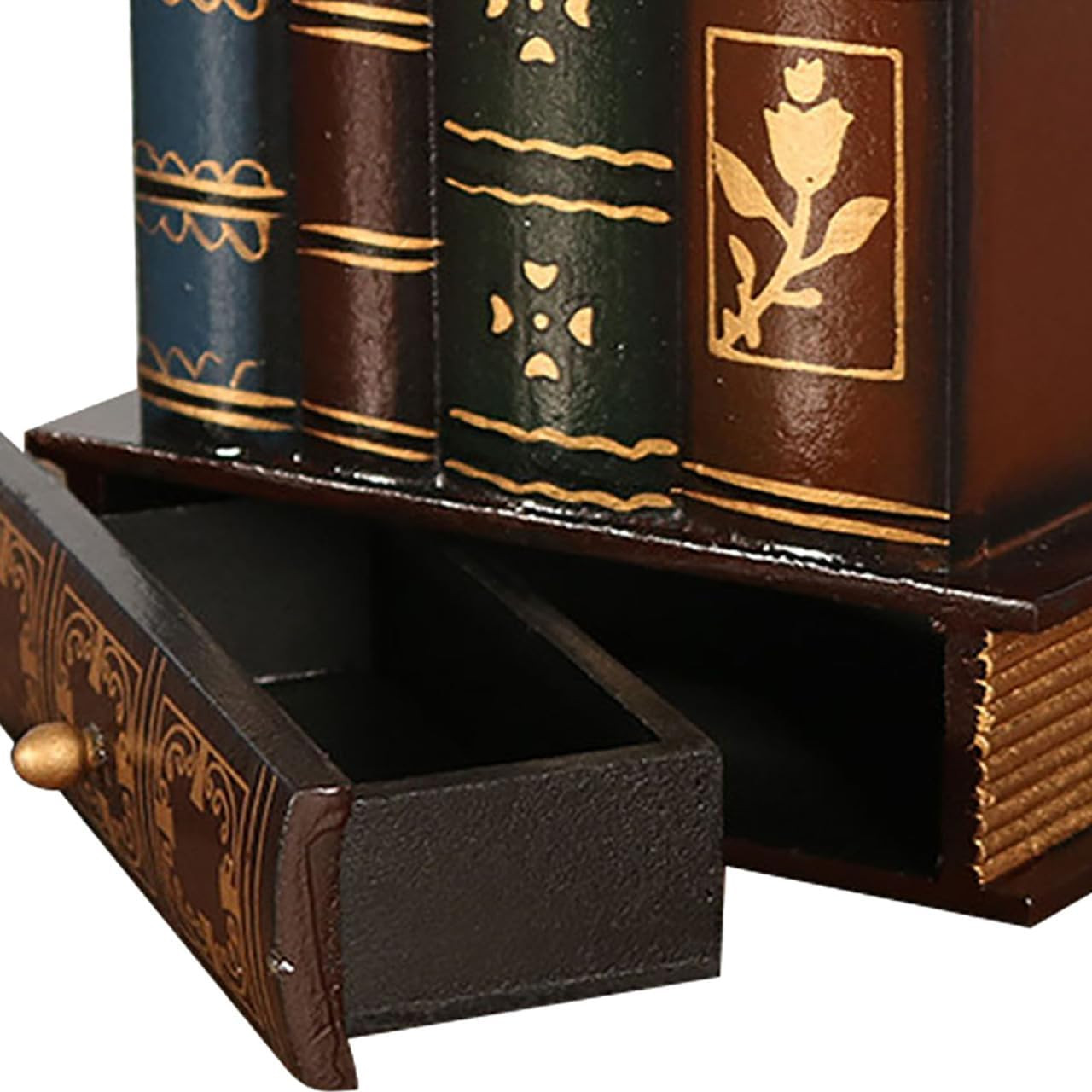 Kisangel Retro Wooden Pen Holder with Drawer Vintage Pencil Container Compact