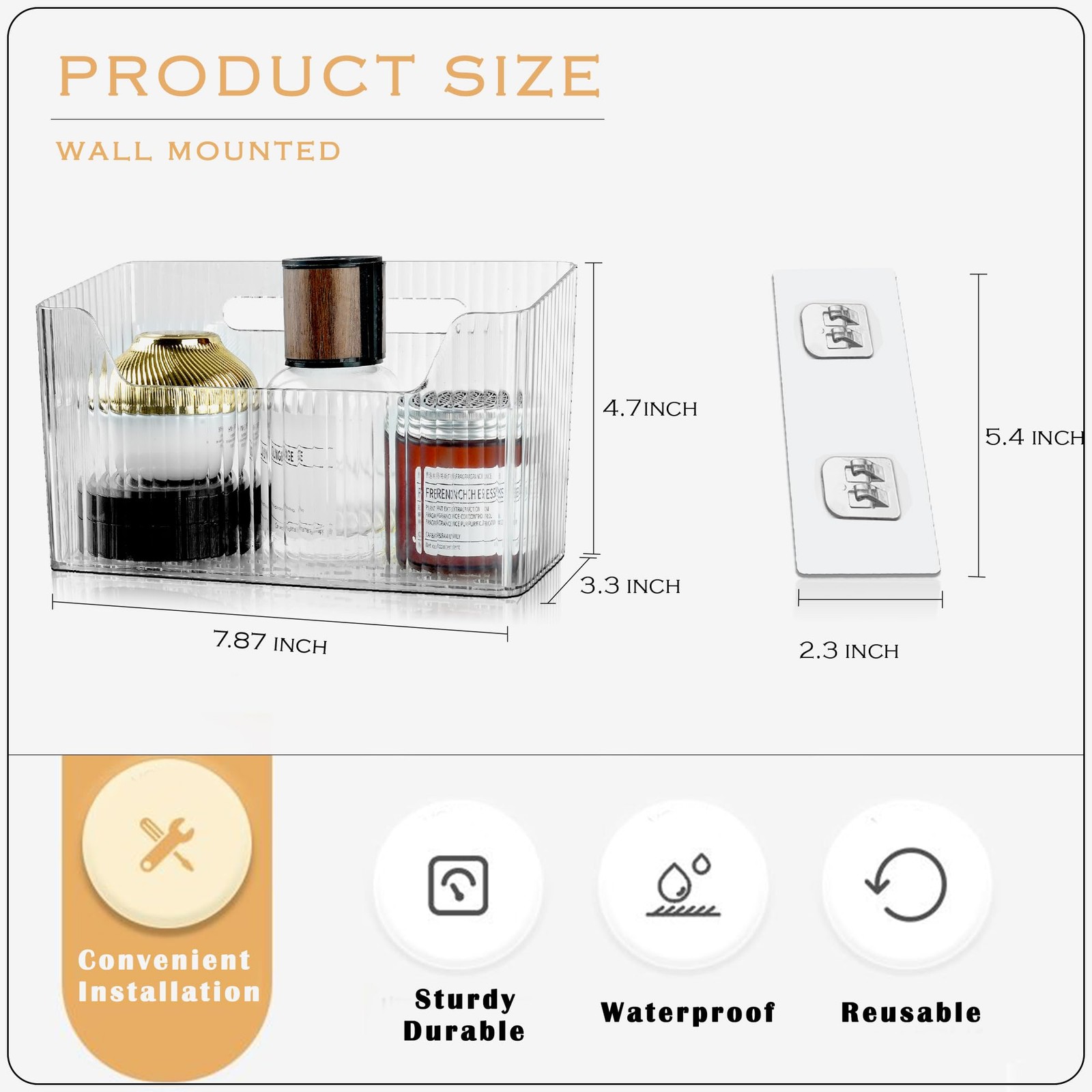 MZYIWUU 2 Pack Cabinet Door Organizer, Adhesive Wall Mounted Transparent