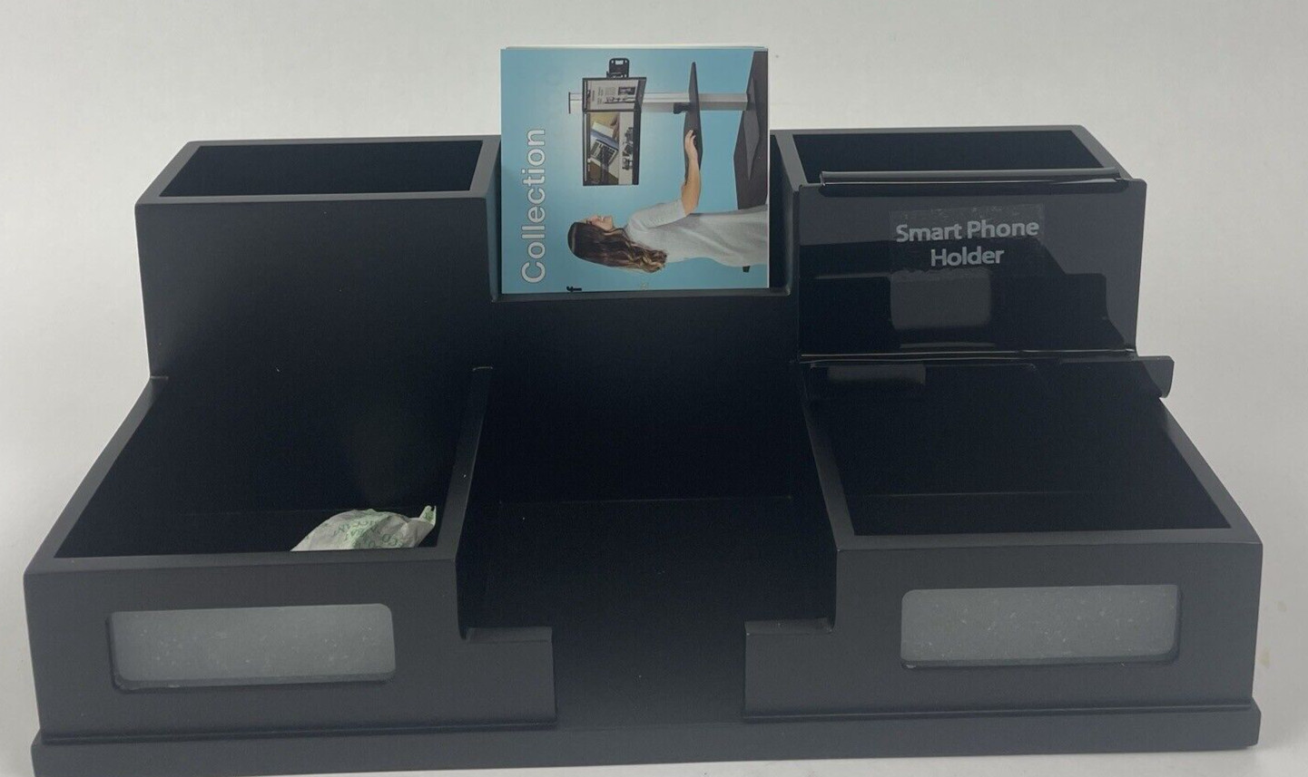 Victor Desk Organizer with Smart Phone Holder Wood Desktop Storage Black – NEW