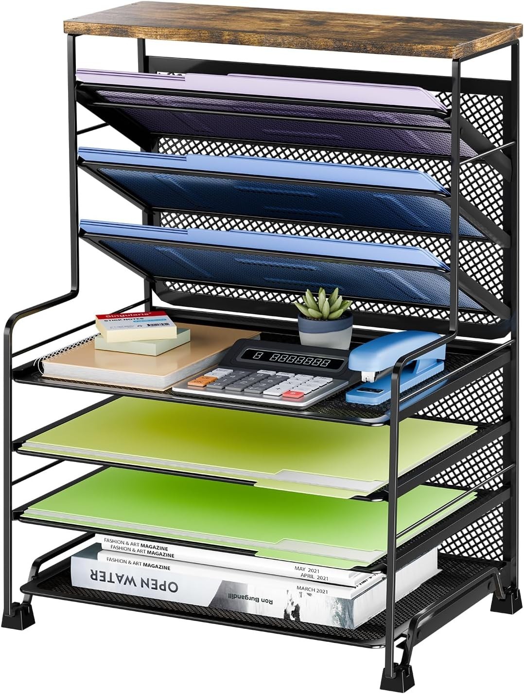 Simple Trending 7 Tier Desk File Organizer, 16.8″ x 8.8″ x 16.8″, Black