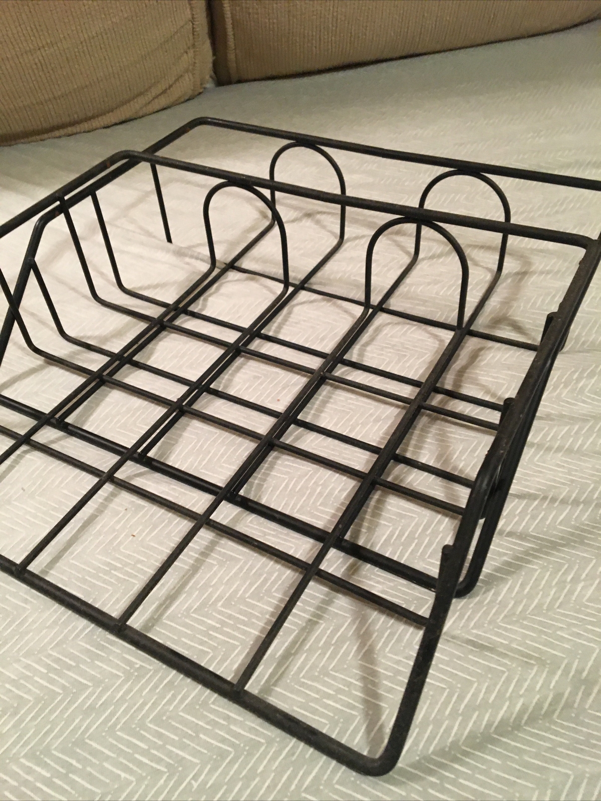 2 Metal Wire Letter Baskets, Matte Black Desk Accessory Bins about 10 x 13” x 3”