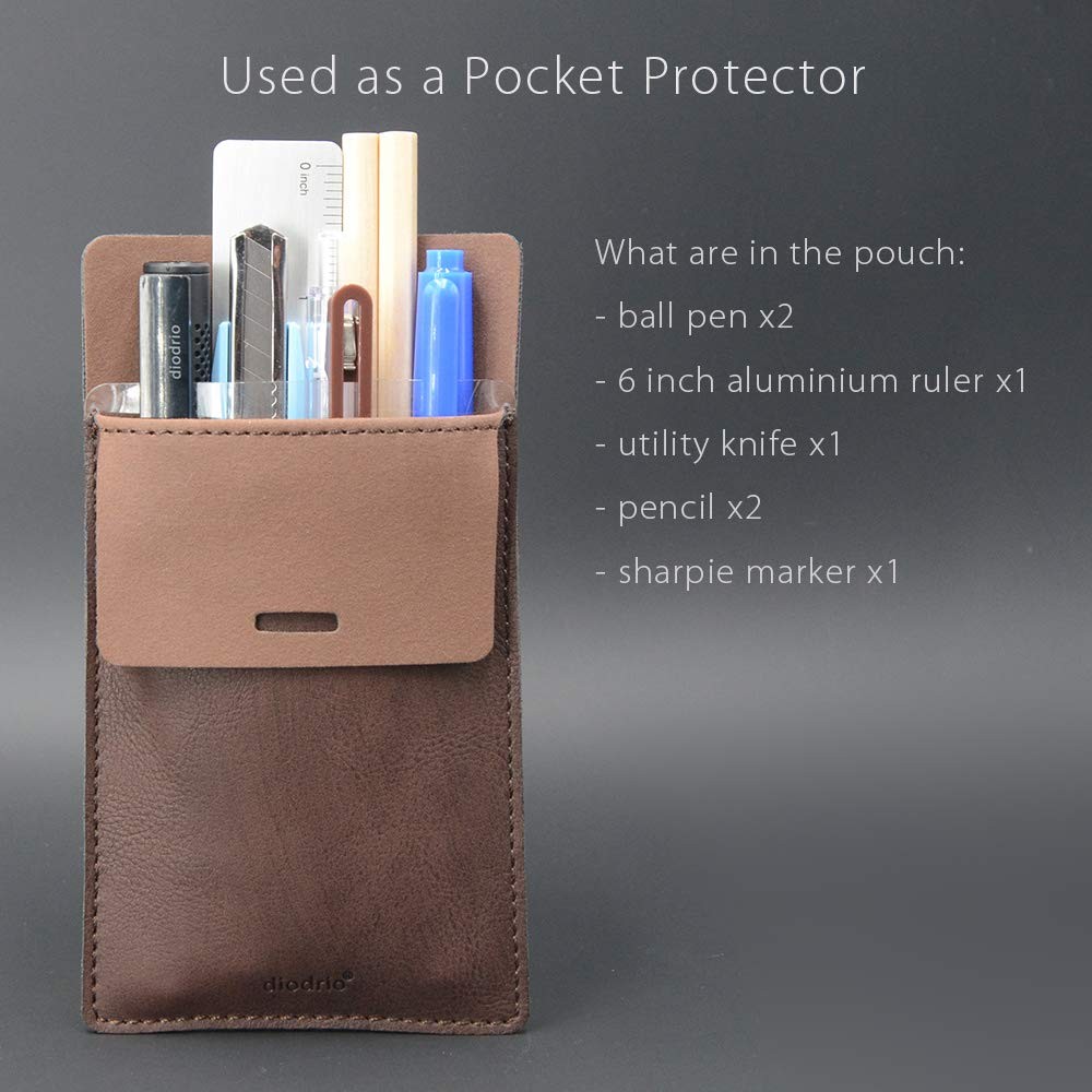 2-PACK LEATHER POCKET PROTECTOR Pen Pouch Holder Shirt Jacket Tool Organizer NEW