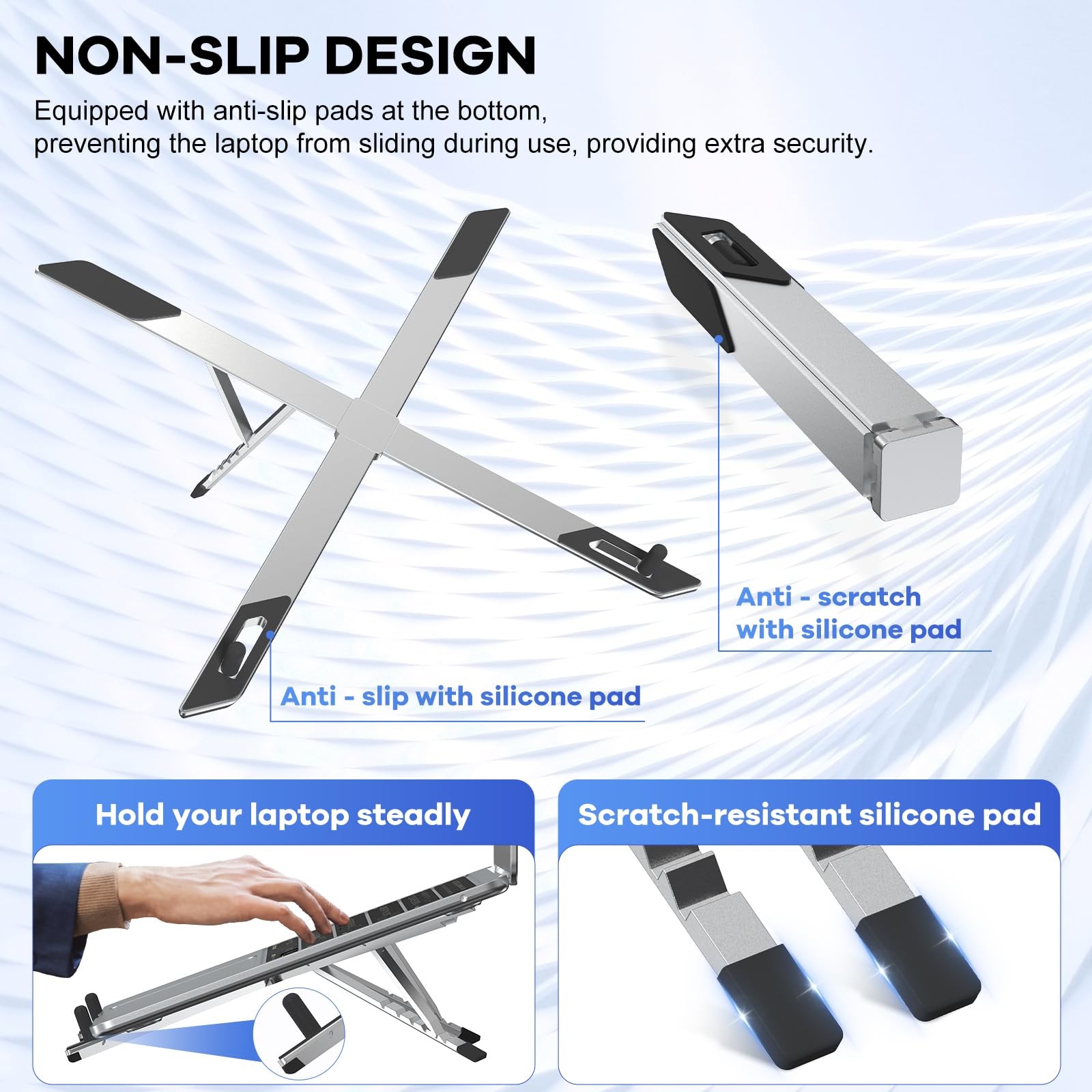 POPOACTI Foldable Laptop Stand, Ergonomic Aluminum Desktop Holder small, Grey