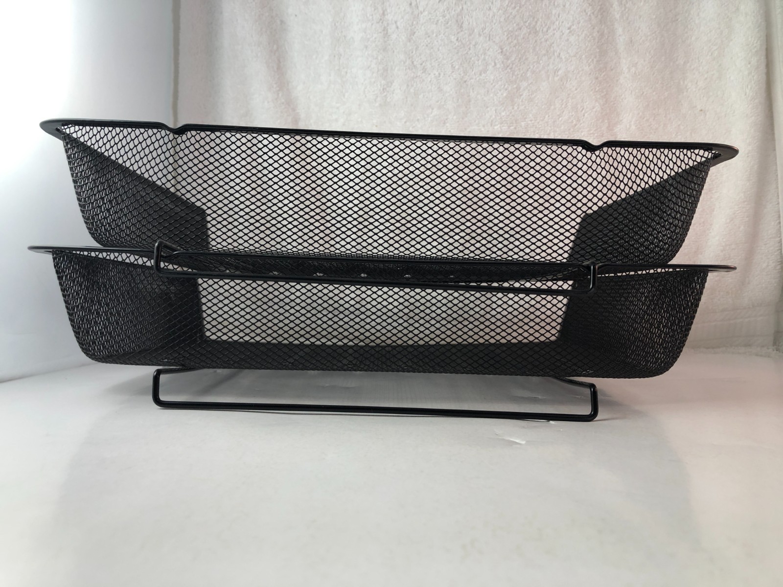 Stackable Metal Mesh Paper Trays Desktop Organizer File Storage Office 2 Pcs.