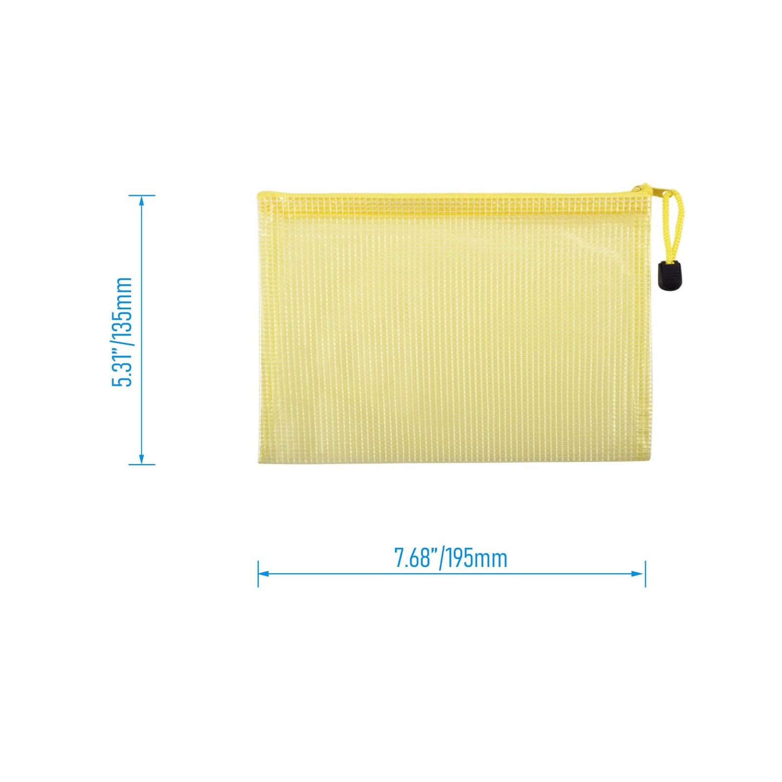 3 PCS B6 Mesh Zipper Pouch Bags 5.31×7.68 Inch Waterproof Organization Yellow