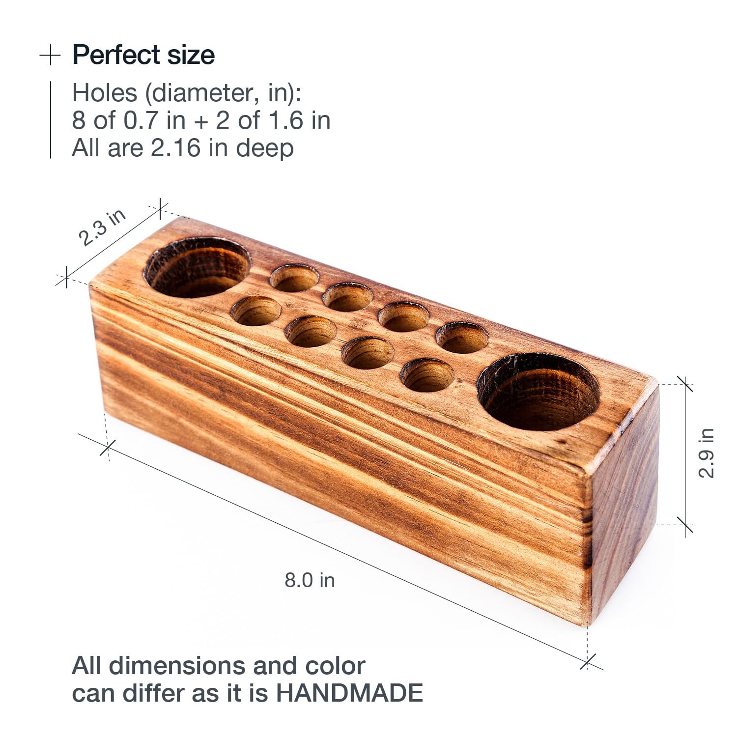 Pen Holder for Desk Rustic Wooden Pencil Holder for Desk, Solid Wood Desk Pen Or