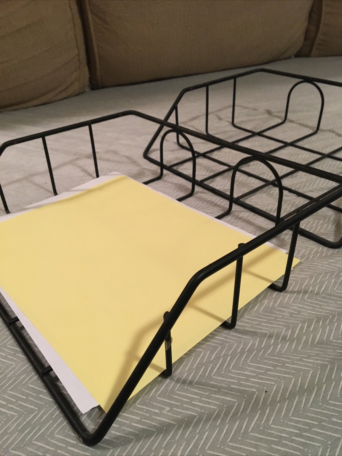 2 Metal Wire Letter Baskets, Matte Black Desk Accessory Bins about 10 x 13” x 3”