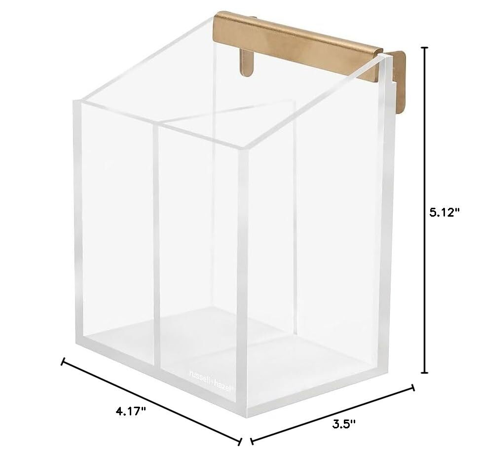 Acrylic Wall Pencil Bloc Clear With Goldtone Hardware 4.175 X 3.5 X 5.125