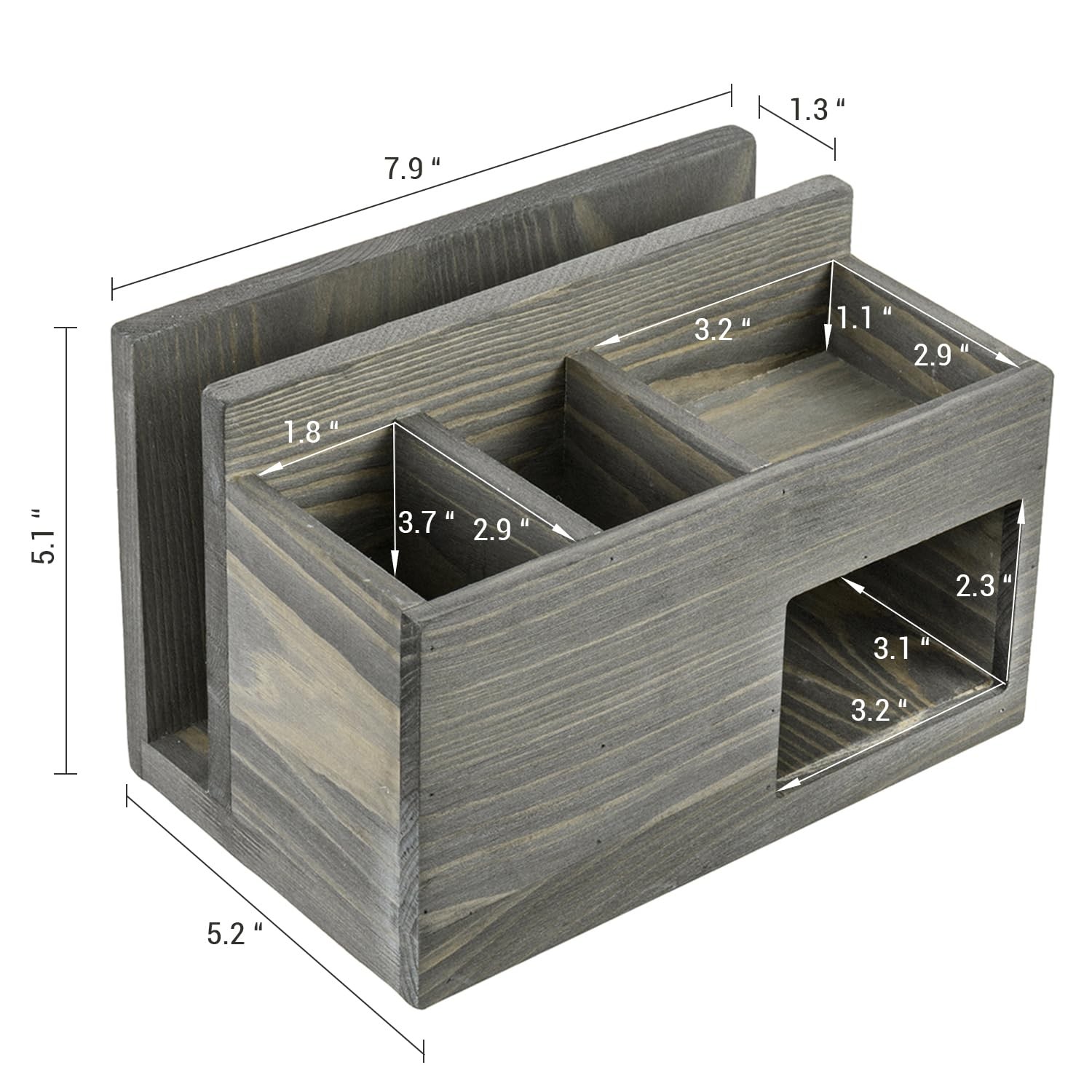 MyGift Vintage Weathered Gray Solid Wood Desktop Medium,