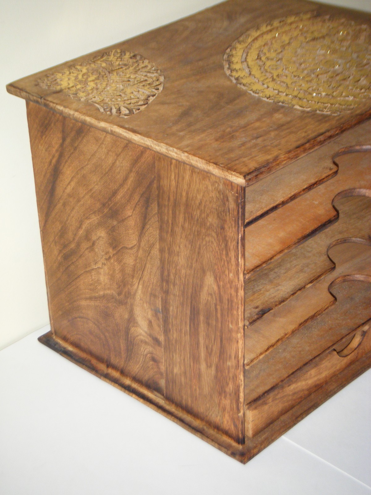 Kenton Grey Wood Paper Tray Shelf Desk Organizer Made In India
