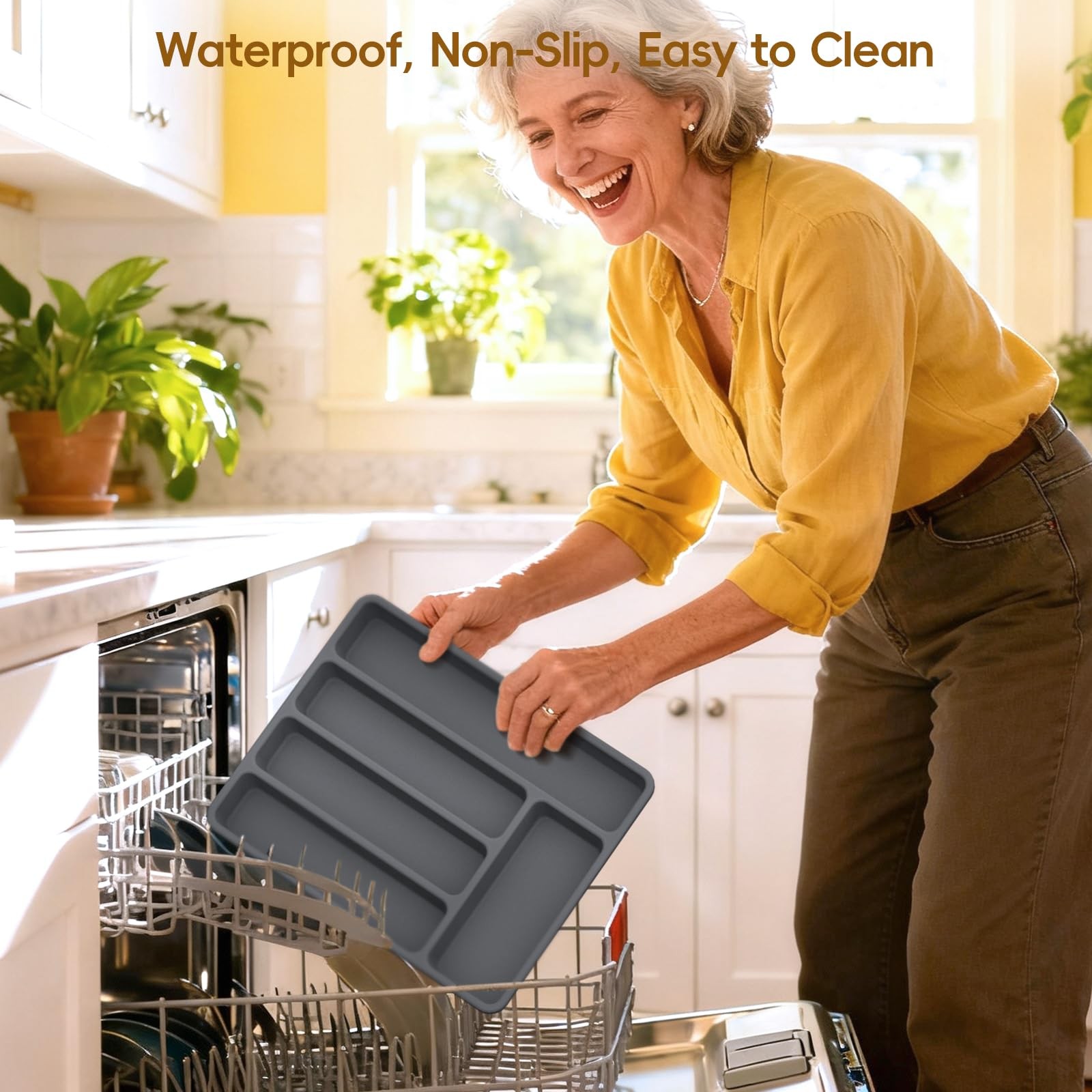 Non-Slip Silicone Kitchen Drawer Organizer for Utensils & Flatware | Heavy-Du…