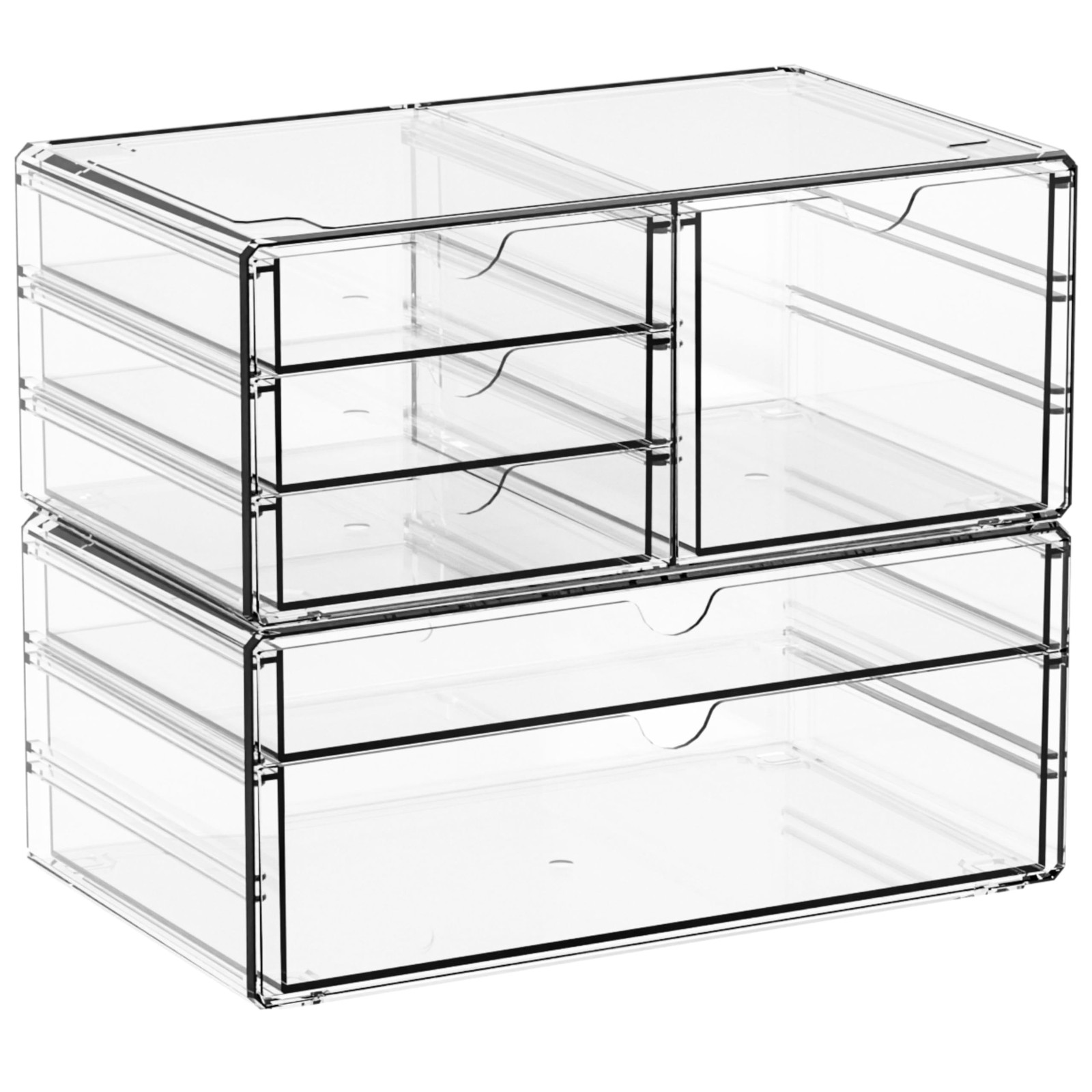 Yieach 2 Pack Acrylic Drawer Organizer With 6 large 6 Drawers, Clear