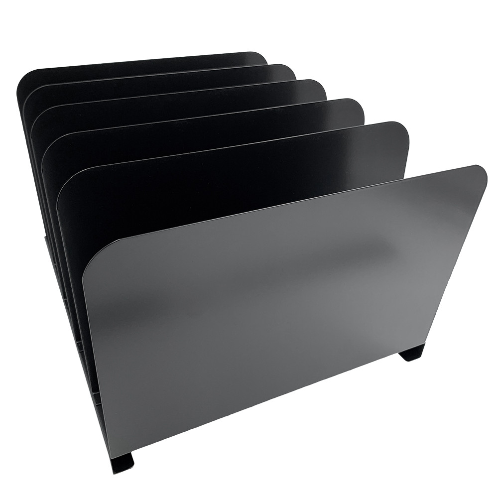 Huron Vertical 5 Slot Steel Desk Organizer/Sorter Black HASZ0145