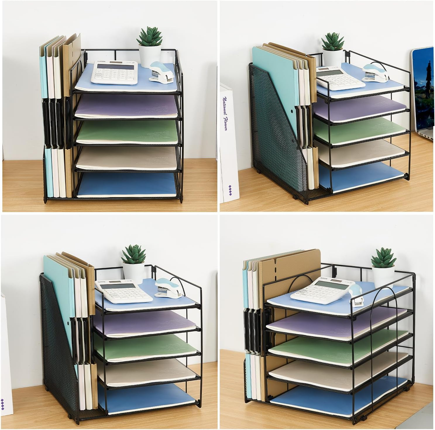 5 Tier Paper Tray Desk Organizer File Holder Office Supplies Storage Black