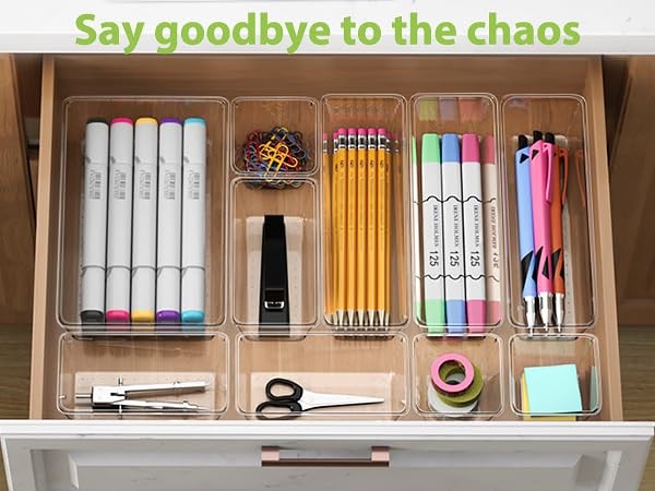 12 Piece Clear Drawer Organizer Set, 3 Sizes Bathroom 12pcs-3size, clear