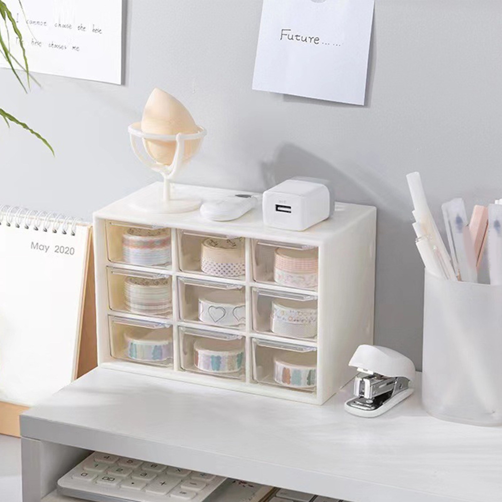 9 Drawer Dustproof Desk Organizer For Jewelry Makeup Office Trending