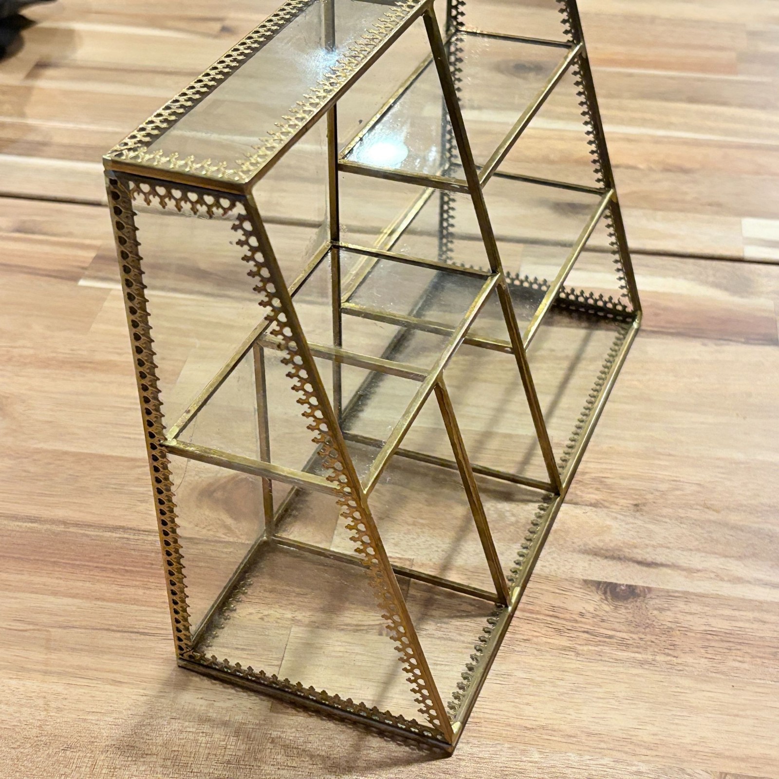 Vintage Inspired Metal & Glass Storage Organizer With Multiple Compartments