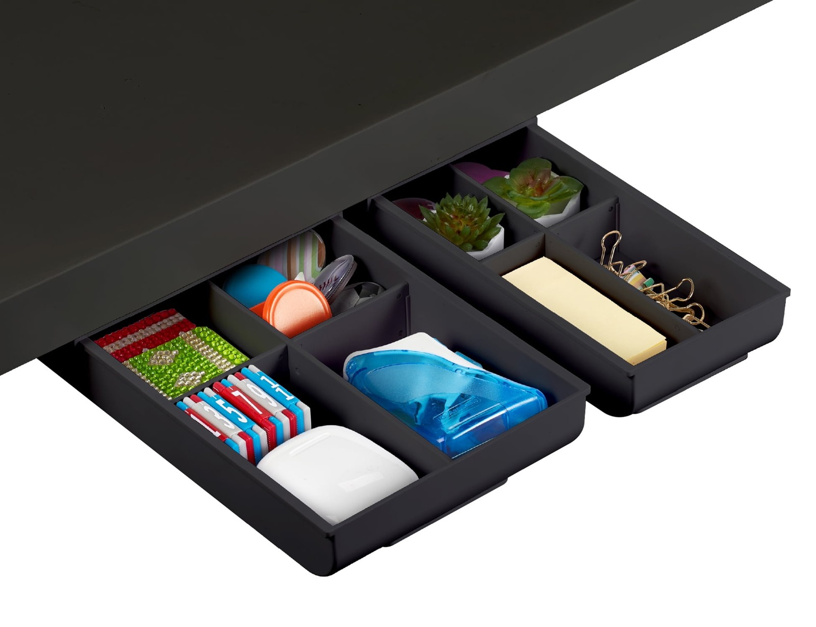 Konnect Under Desk Drawer Organization Self-Adhesive Organizer Under Desk
