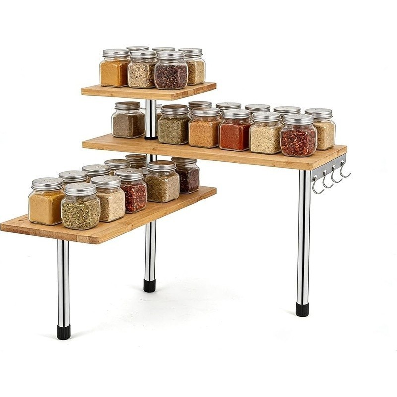 Adjustable 3-Tier Corner Shelf Lightweight Desktop Storage Organizer Home Office