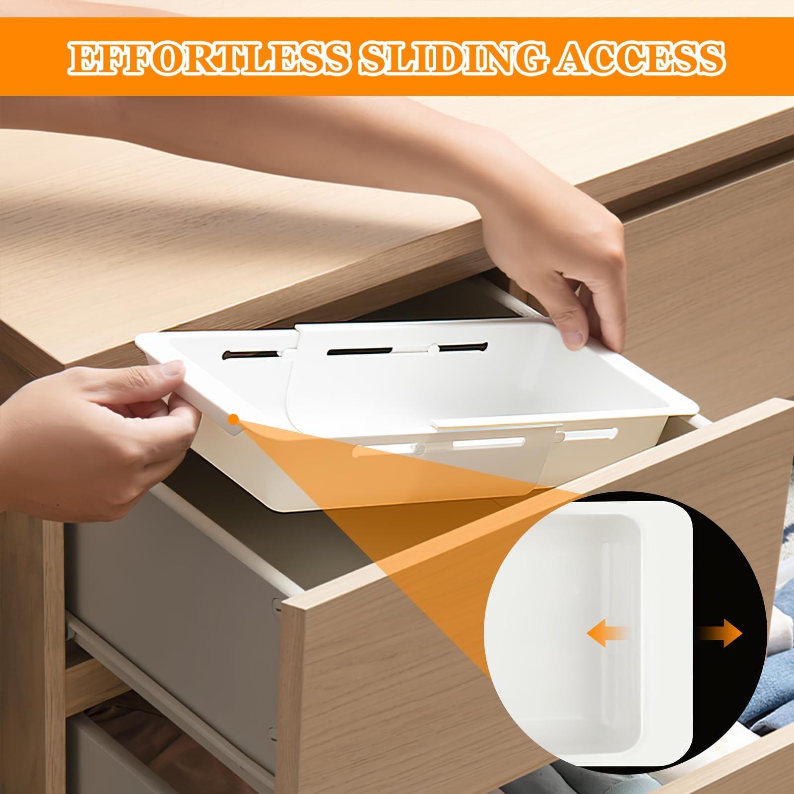 Eikovia 2 Pack Hanging Expandable Drawer 12.4 x 5.79 x 2.4 inch, white