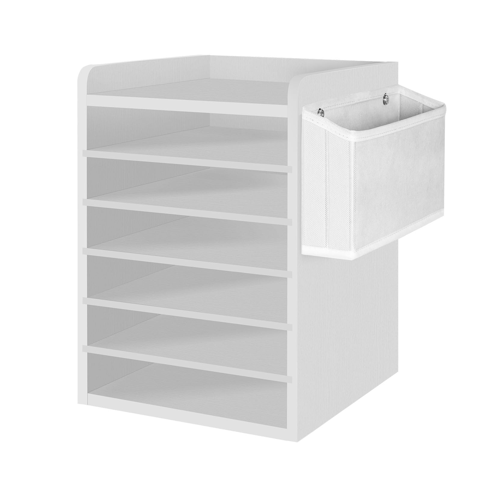Adjustable Countertop Mail Sorter, 6 Tier Wooden Paper Organizer, Vertical Li…
