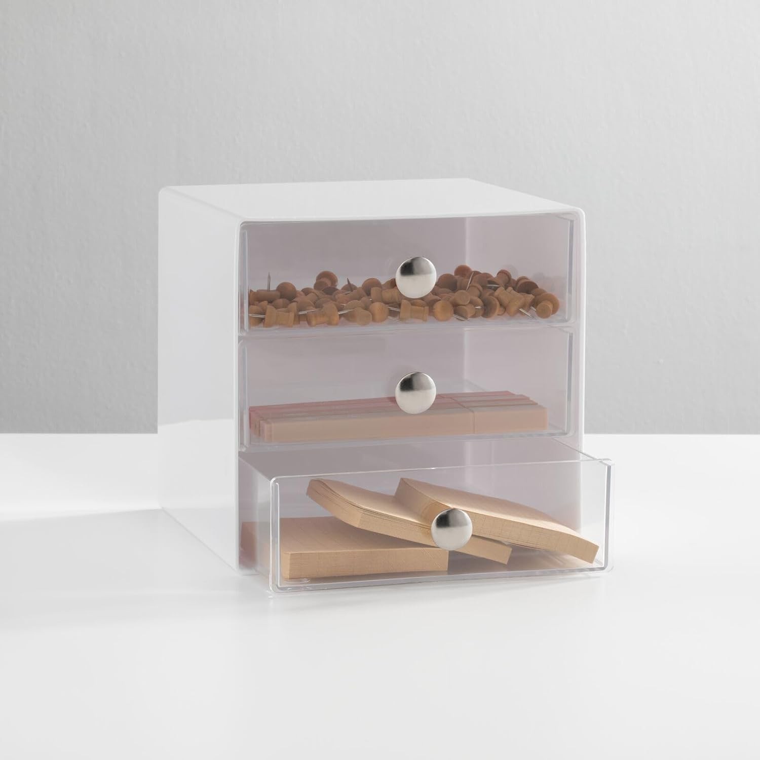 Plastic Office Desk Organizer Desktop Storage Unit 3 Drawer Cube Office