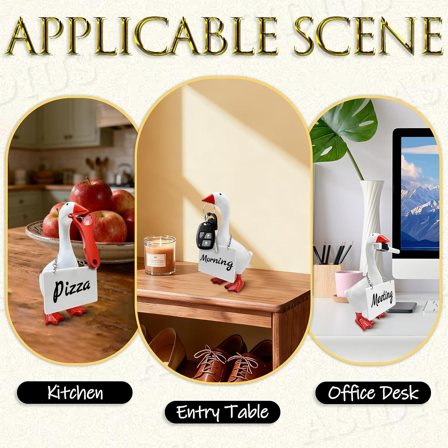 Desk Goose Accessories with White Acrylic Sheet, Magnetic Marker & Silver-Plated