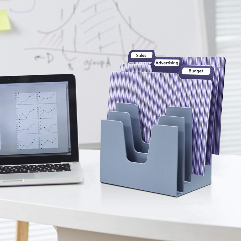 5 Section Incline File Sorter Organizer, Mail, Folder, Letter Desk Organizer, Ra