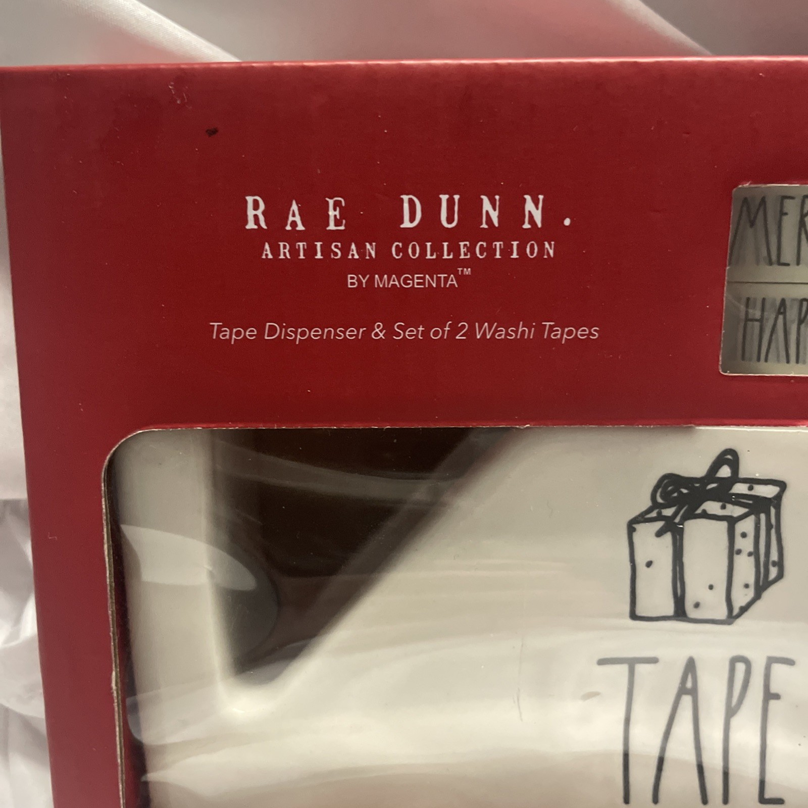 Rae Dunn TAPE Dispenser Rubber Band Tray And Paperclip Tack Tray Office Lot Rare