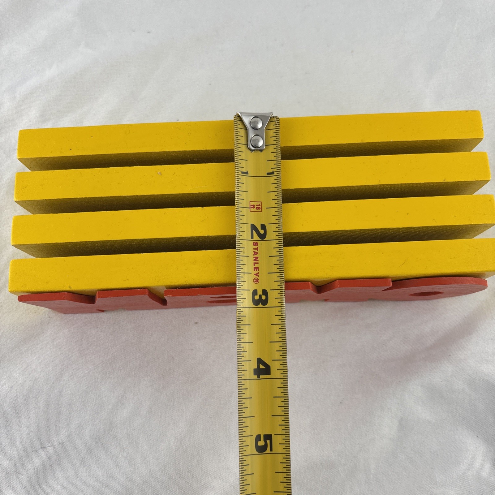 Vintage Retro Wooden “MEMO” Spellout Holder Desktop Organizer Yellow and Red
