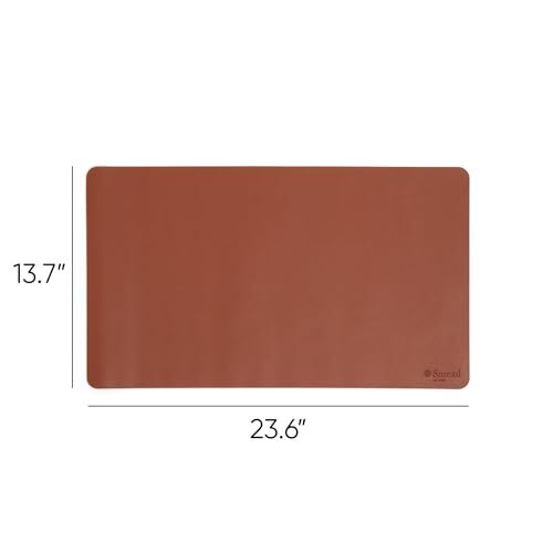 Smead Desk Pad, Vegan Leather Desk Mat with Non-Slip Small (23.6″x13.7″) Brown