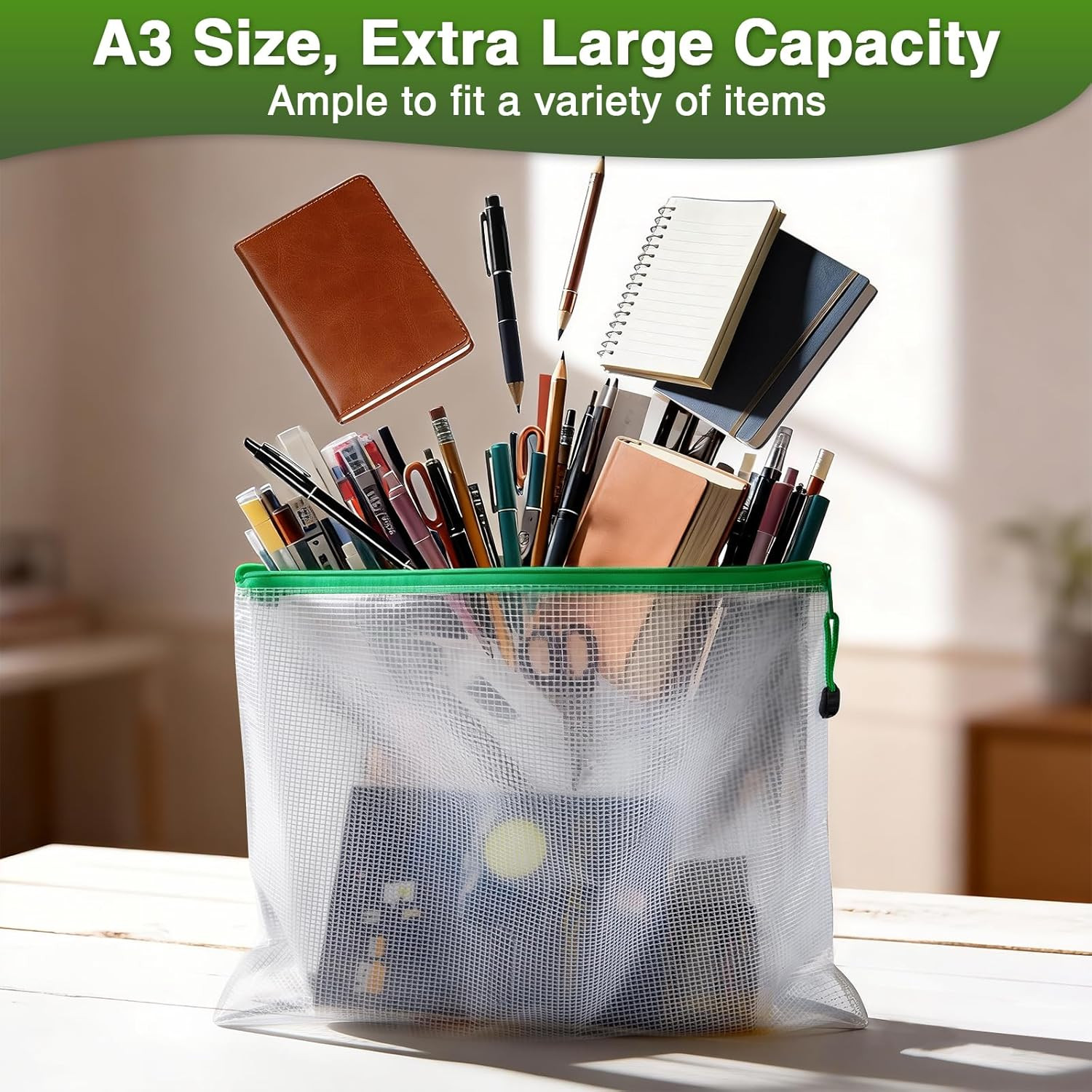 Umriox 24 Pack 12 Colors Zipper Pouches for Organizing, A3 Size (16.9 X 12.4), B