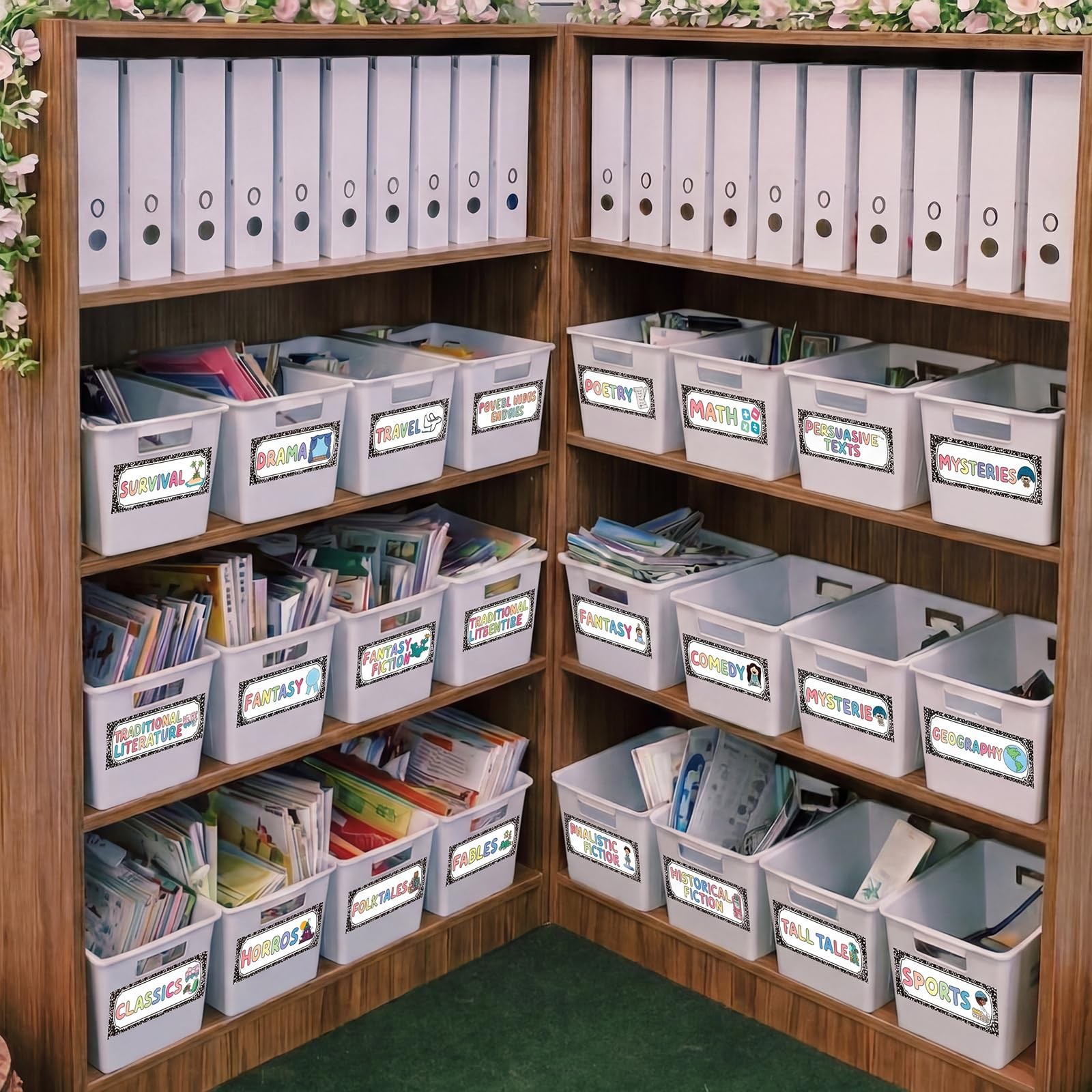 56 Pcs Back to Classroom Library Labels for Genre Topic Book Classroom Librar…