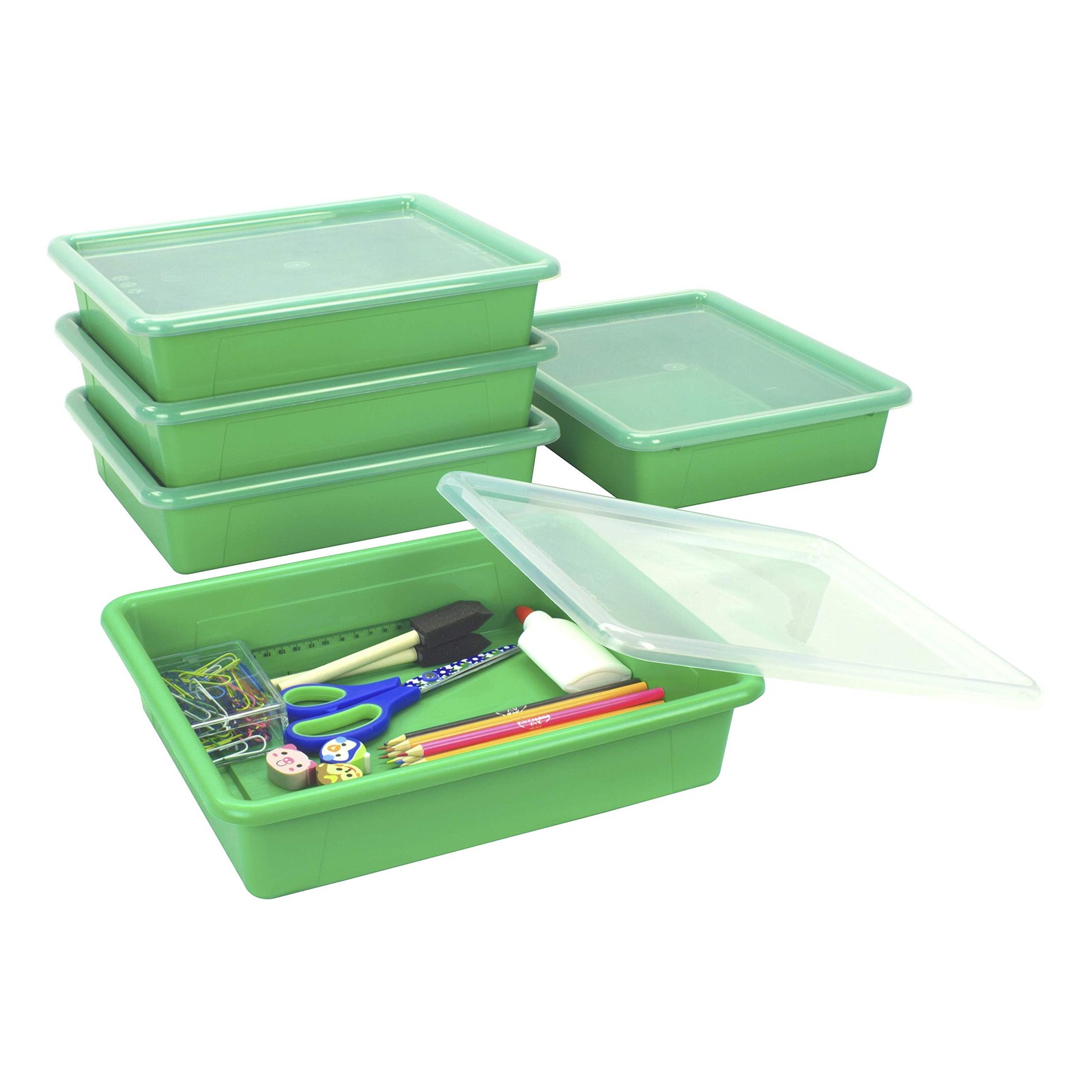 Storex Letter Size Flat Storage Bin Non-Snap Lid For Classroom Office And Home