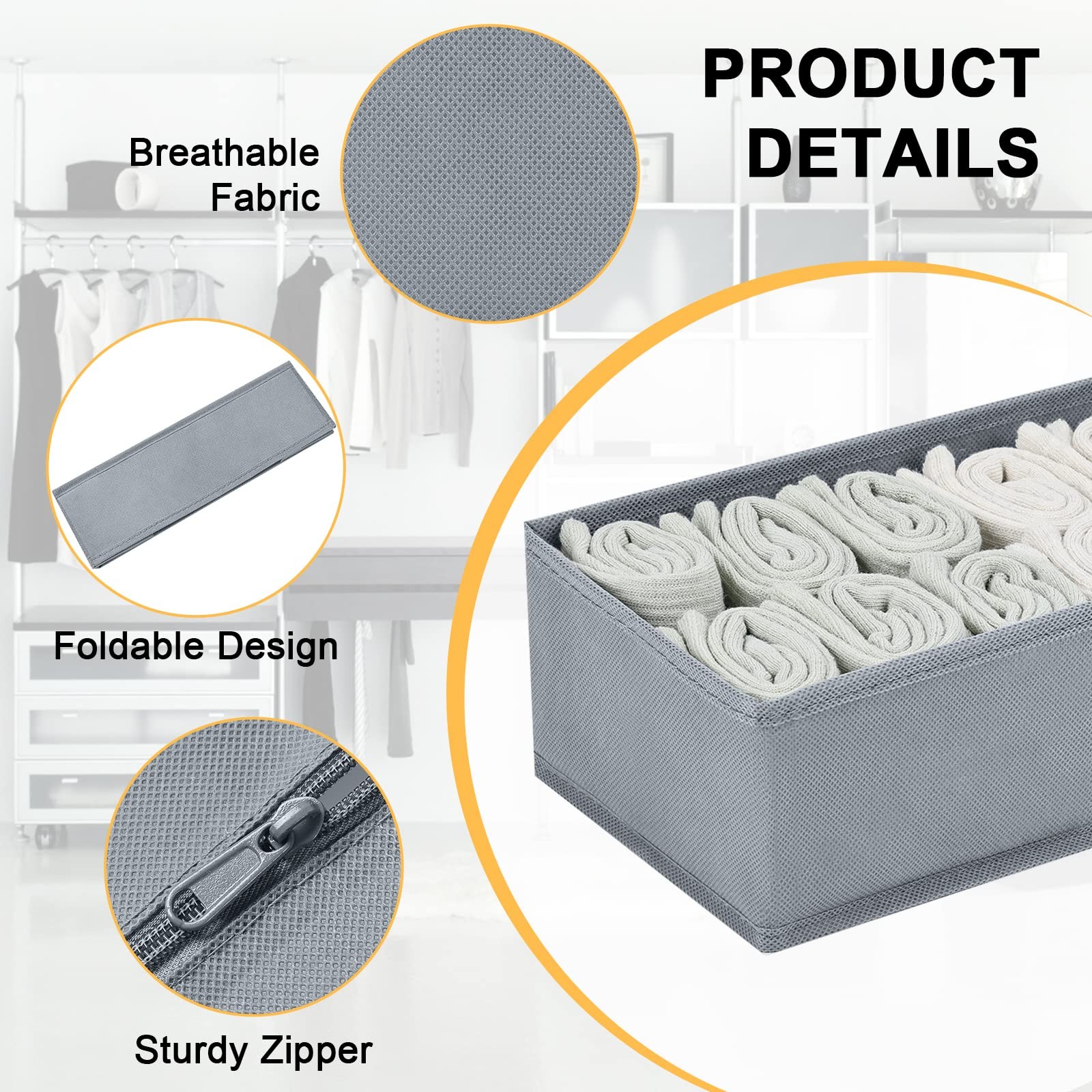 Dimj Drawer Organizers Clothes Set Of 4 Dresser Organizer Bins Fabric Closet