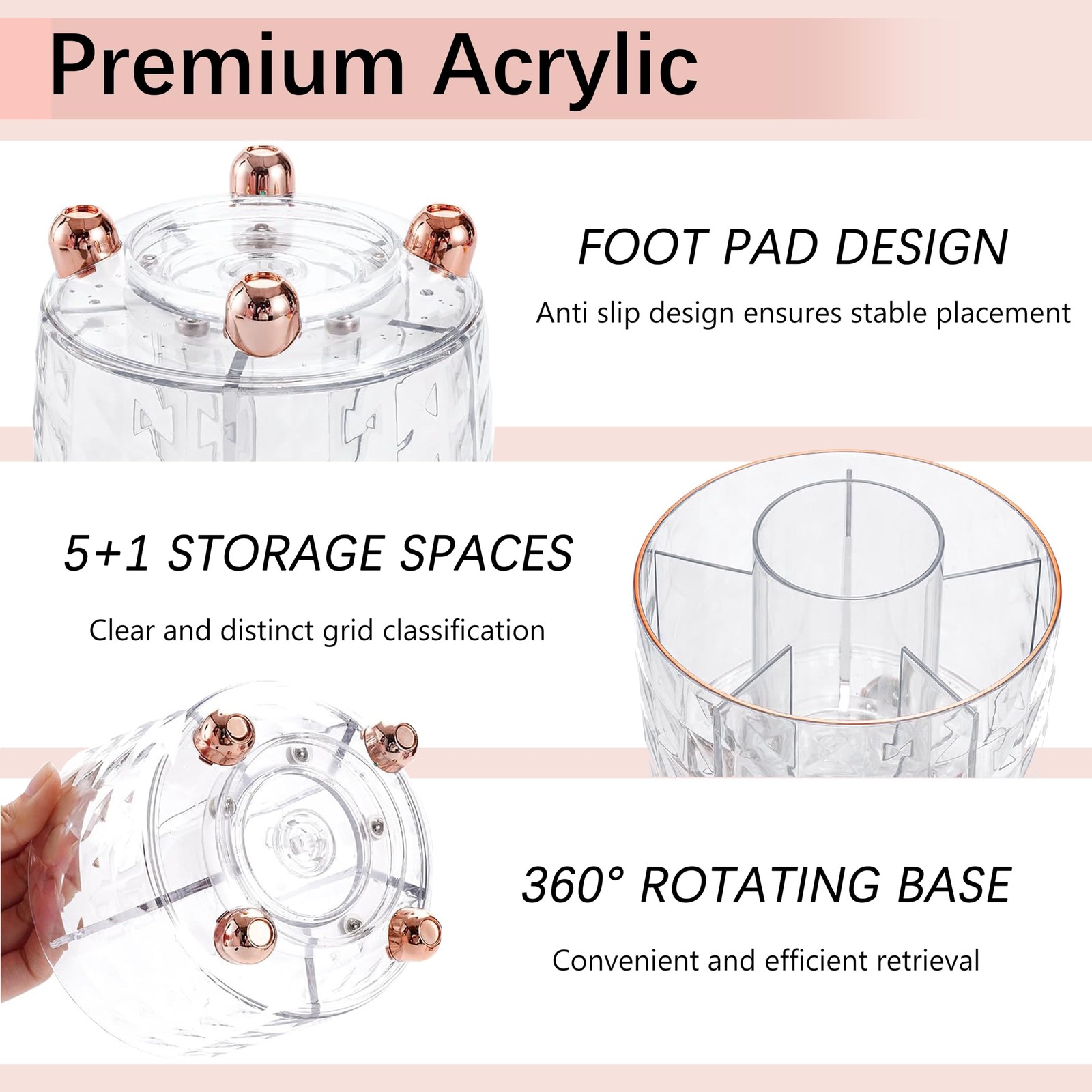 Rose Gold Desk Accessories, Office Supplies Desk Organizers 360°Pen Holder Ac…