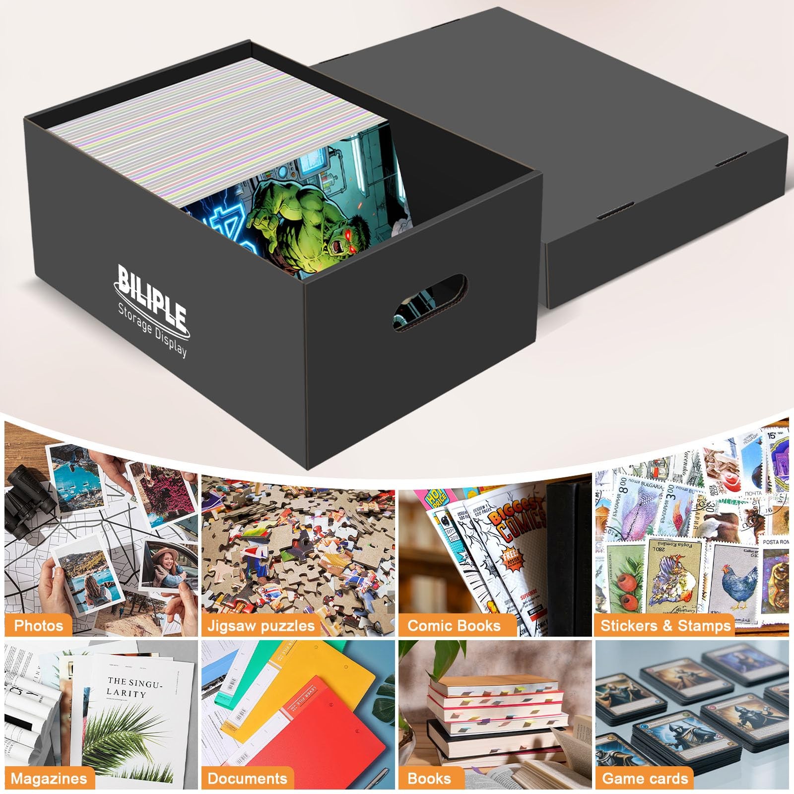 5 Pack Comic Book Storage Box 15.8″ X 7.2″ X 10.7″, Thick Cardboard 5