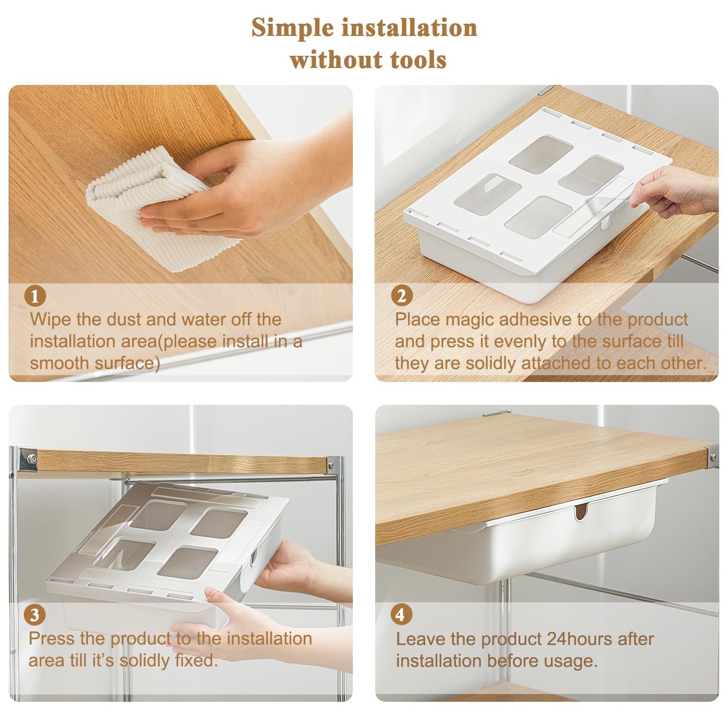 FRETONBA Large Under Desk Drawer Slide Out Organizer, 1pack Large, White