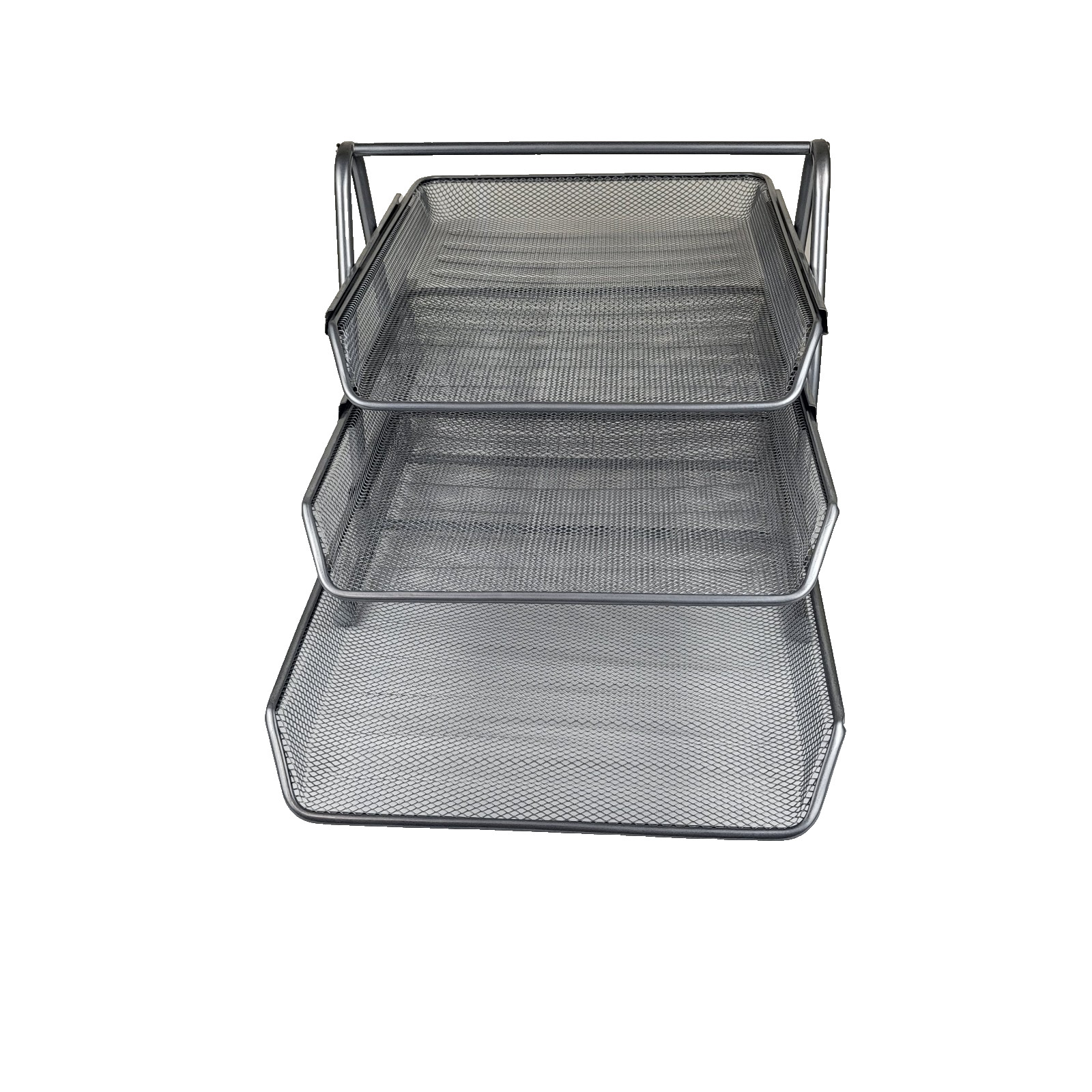 3-Tier Metal Mesh Filling Letter Tray Document Holding Metal Stacking Support