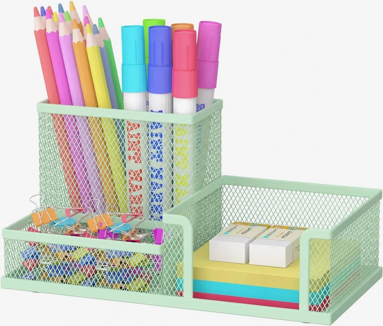 Pen Holder Desk Organizer, 3-Compartment Office Supplies Pen Holder, Organizer