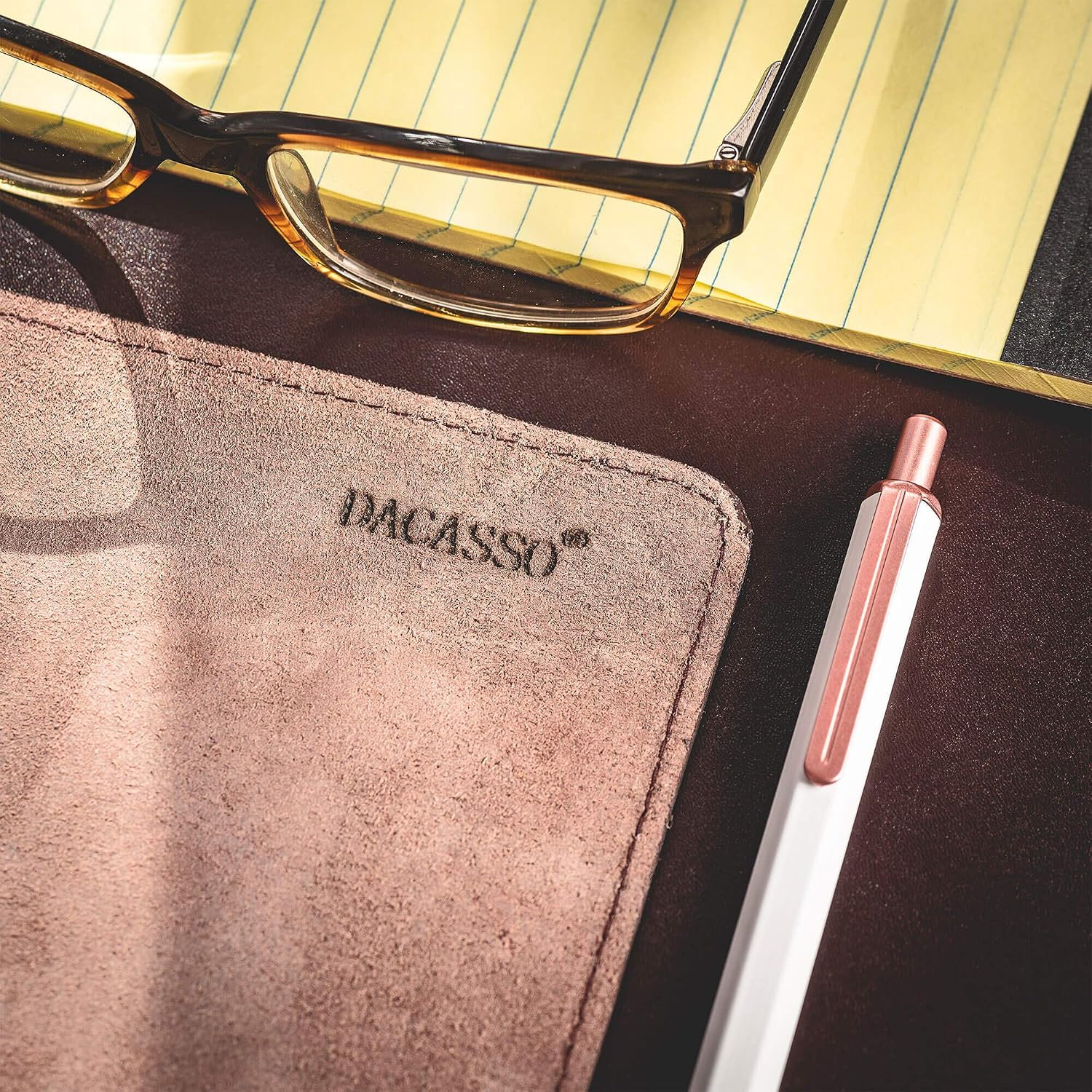 DACASSO Bonded Leather No Core Rollable Desk Mat/Pad – Luxury Leather Desk Blott