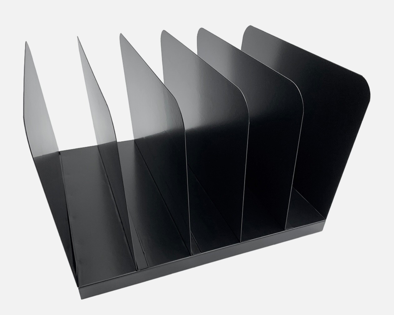 Huron Vertical 5 Slot Steel Desk Organizer/Sorter Black HASZ0145