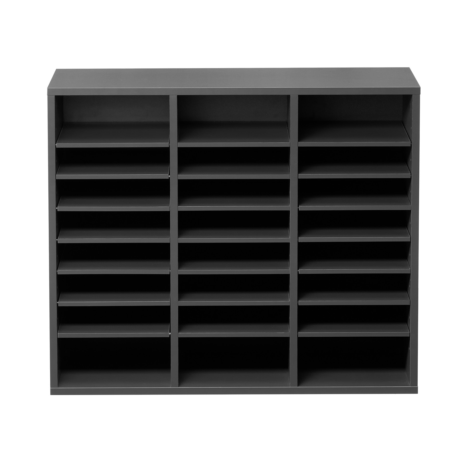 Wooden Literature Organizer 24 Compartments with Adjustable Shelves Grey