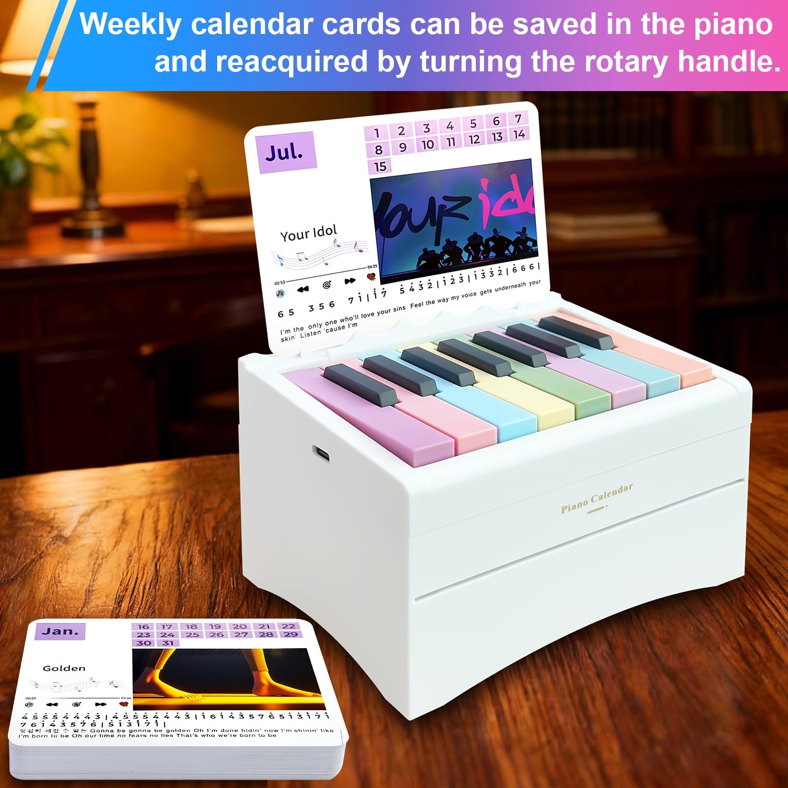 Piano Calendar 2026 Desk Calendar, Magical Music Themed White – Hunters