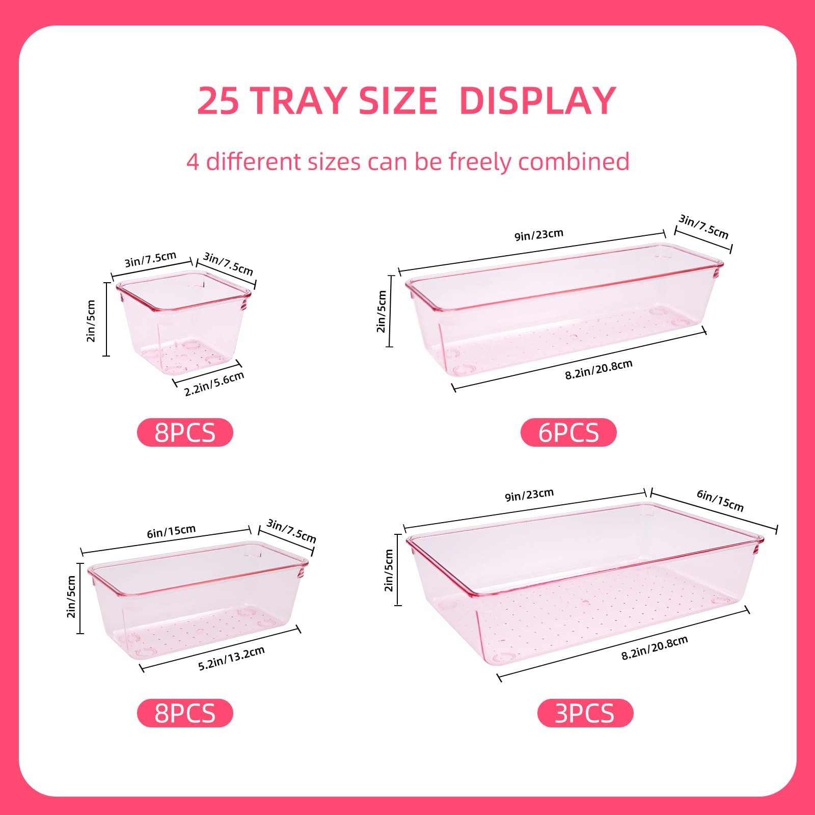 Kitchen Desk Drawer Organizers Storage for Office, Small Acrylic Vanity Trays…
