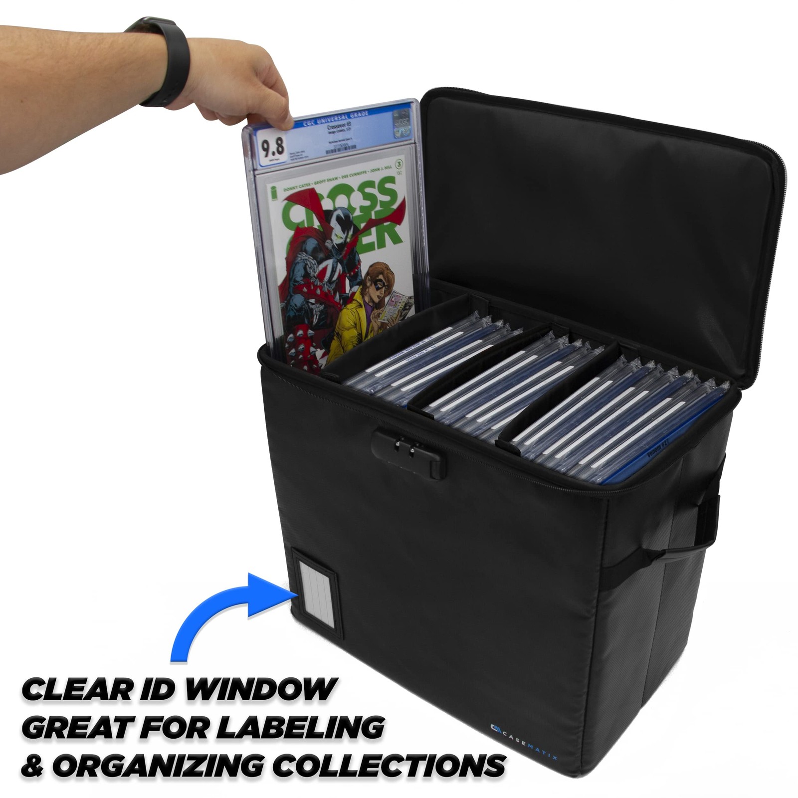 CASEMATIX Graded Comic Book Storage Fits 30 15.5 x 13.25 x 8.5 inches, Black